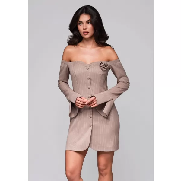  Dámské šaty LARICA LA-OM-DLR221 BEIGE 