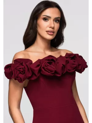 Dámské šaty LARICA LA-OM-DLR178 BURGUNDY