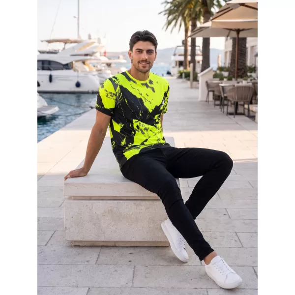  Pánské tričko premium ALTISPORT VOJ/ALM131TR01 FLUO YELLOW/ČERNÁ 