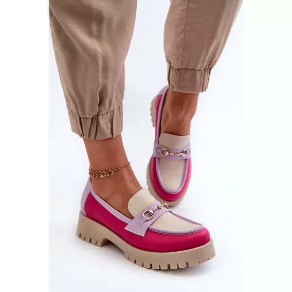  Dámské mokasíny ZAZOO 3475 BEIGE/FUSCHIA/LILA 