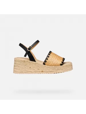 Dámská obuv na klínku GEOX ALEMERIA G012882 ČERNÁ