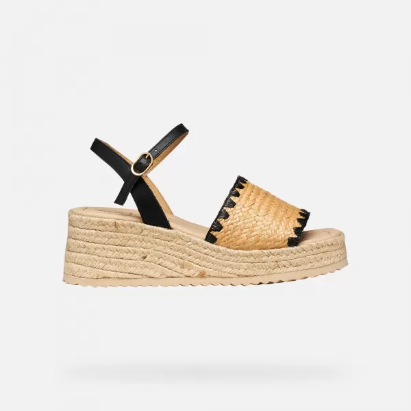  Dámská obuv na klínku GEOX ALEMERIA G012882 ČERNÁ 