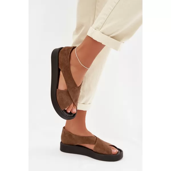  Dámské sandály ZAZOO 3196 BROWN/BEIGE 