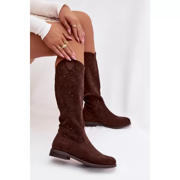  Dámské kozačky S.BARSKI HY61-8023 BROWN 