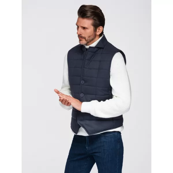  Pánská vesta OMBRE OM-JAVJ-0275 NAVY BLUE MELANGE 