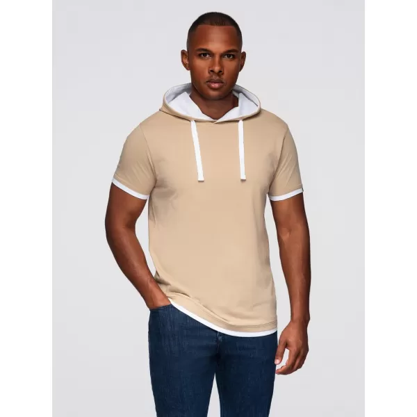  Pánské triko OMBRE OM-TSCT-0256 BEIGE 