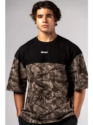 NEBBIA Oversized tričko POWER 898 LIGHT BROWN CAMO