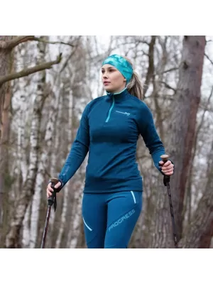 Dámská mikina PROGRESS TISPA ZIP MERINO MODRÁ