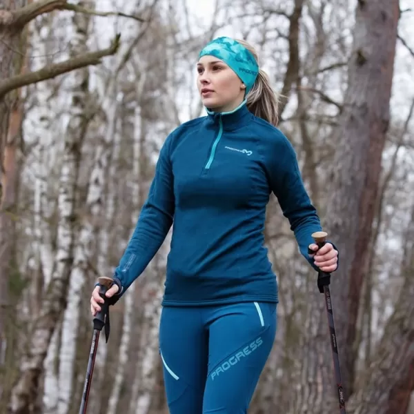  Dámská mikina PROGRESS TISPA ZIP MERINO MODRÁ 