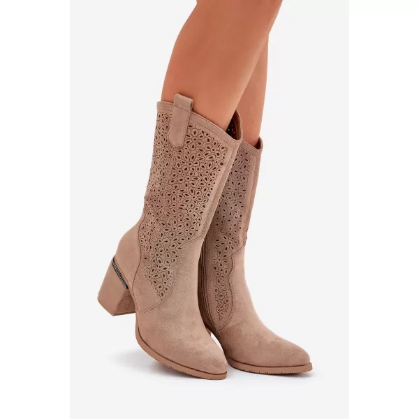  Dámské kozačky S.BARSKI HY51-238 BEIGE 