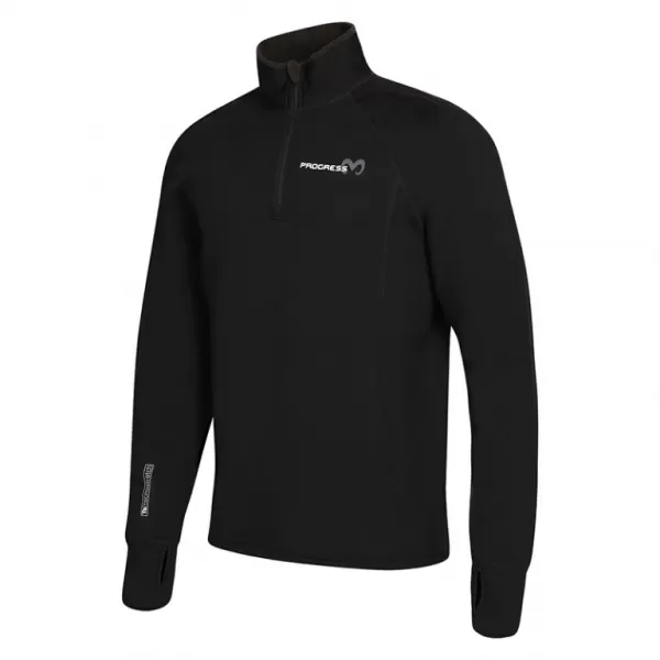  Pánská mikina PROGRESS TOREZ ZIP MERINO ČERNÁ 