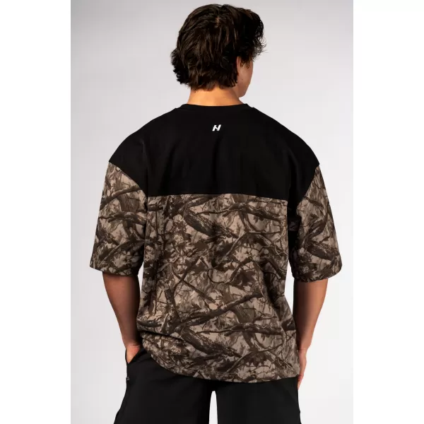  NEBBIA Oversized tričko POWER 898 LIGHT BROWN CAMO 
