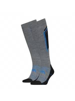 Ponožky HEAD SKI BEGINNER KNEEHIGH 2P MID GREY/STRONG BLUE