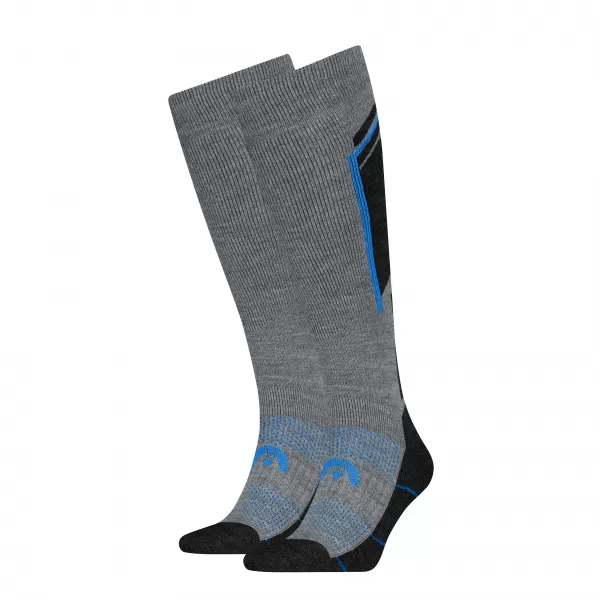  Ponožky HEAD SKI BEGINNER KNEEHIGH 2P MID GREY/STRONG BLUE 
