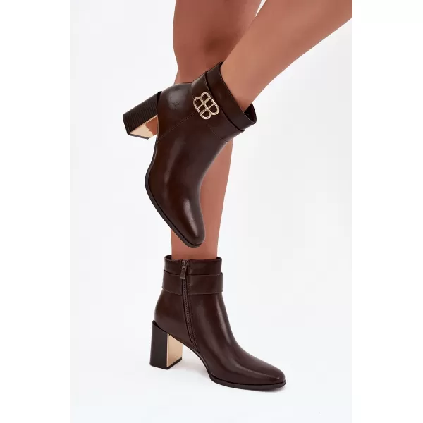  Dámské boty na podpatku BOTO GALINNE 40566 BROWN 