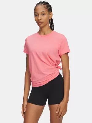 Dámské triko UNDER ARMOUR UA RIVAL CORE SS 1383648-601 RŮŽOVÁ