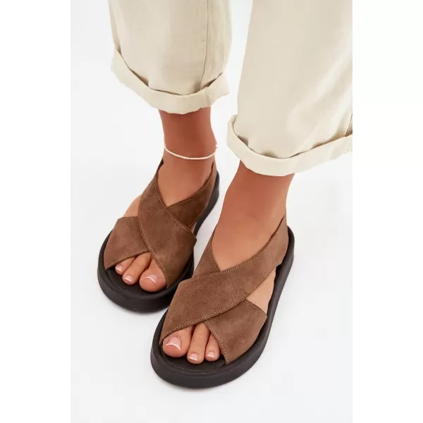  Dámské sandály ZAZOO 3196 BROWN/BEIGE 