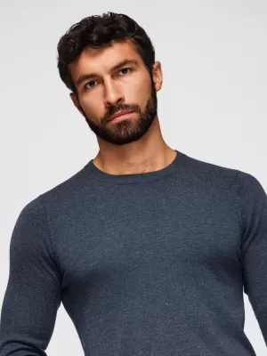 Pánský svetr OMBRE OM-SWBS-0106 NAVY BLUE MELANGE