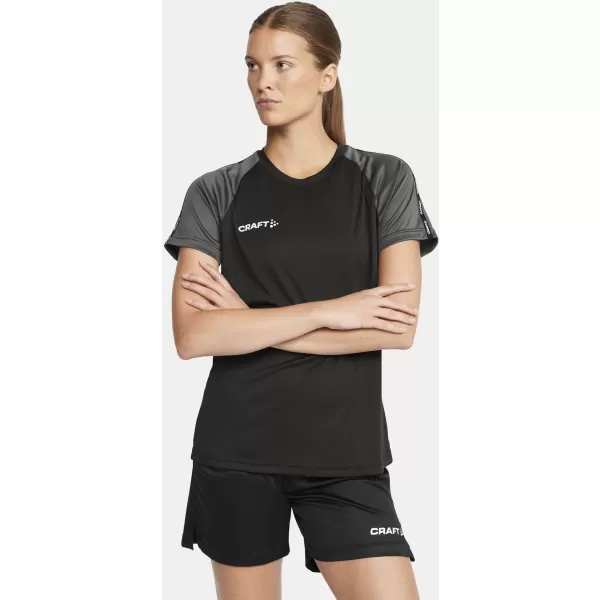  Dámské kontrastní sportovní tričko CRAFT TW Squad Go Contrast Jersey W ČERNÁ/ŽULOVÁ 