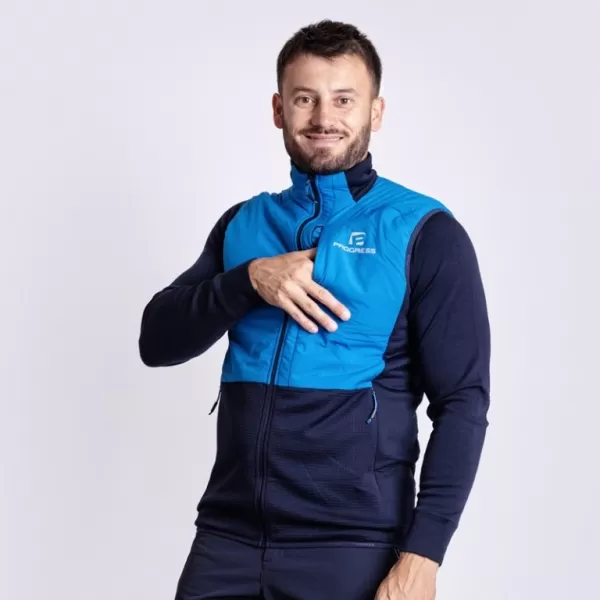  Pánská vesta PROGRESS TORSTEN VEST HYBRIDNÍ MERINO MODRÁ 