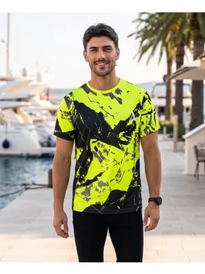 Pánské tričko premium ALTISPORT VOJ/ALM131TR01 FLUO YELLOW/ČERNÁ