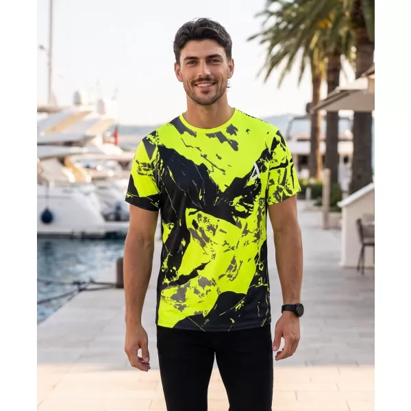  Pánské tričko premium ALTISPORT VOJ/ALM131TR01 FLUO YELLOW/ČERNÁ 