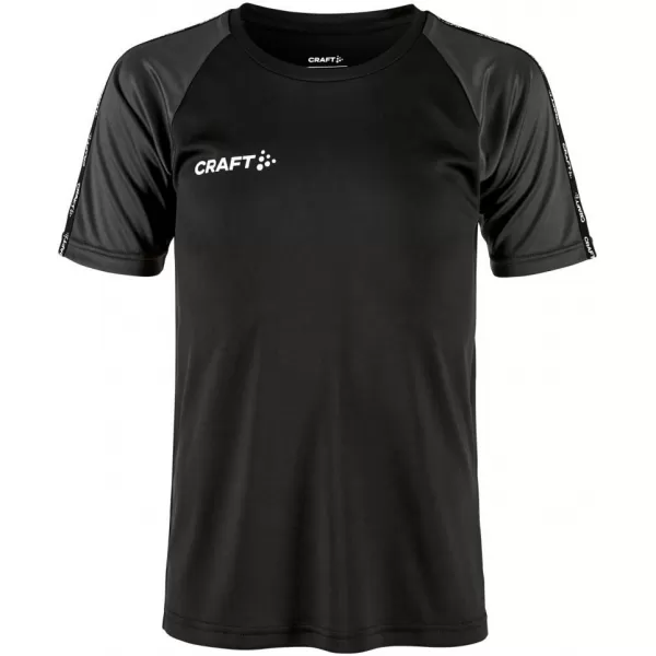  Dětské kontrastní sportovní tričko CRAFT TW Squad Go Contrast Jersey Jr ČERNÁ/ŽULOVÁ 