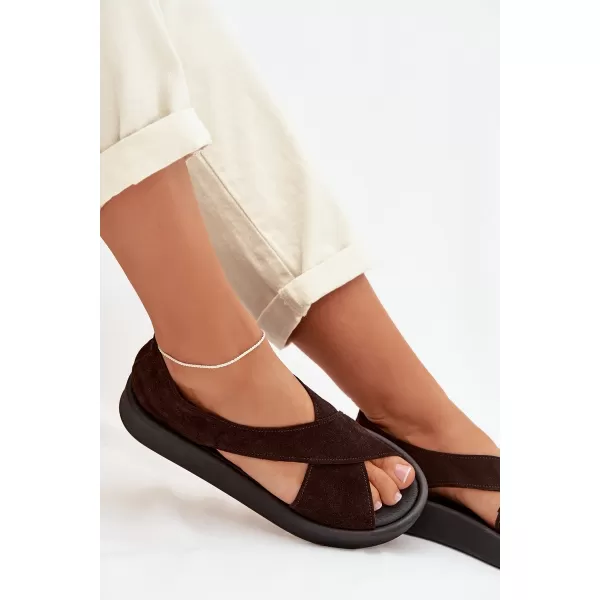  Dámské sandály ZAZOO 3196 DARK BROWN 