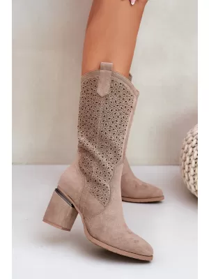 Dámské kozačky S.BARSKI HY51-238 BEIGE