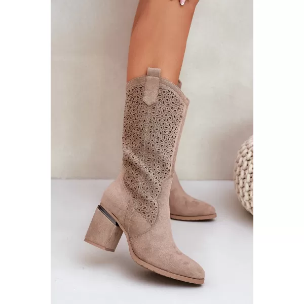  Dámské kozačky S.BARSKI HY51-238 BEIGE 
