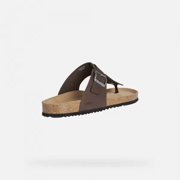  Pánské pantofle GEOX SANDAL GHITA G002573 TMAVĚ HNĚDÁ 