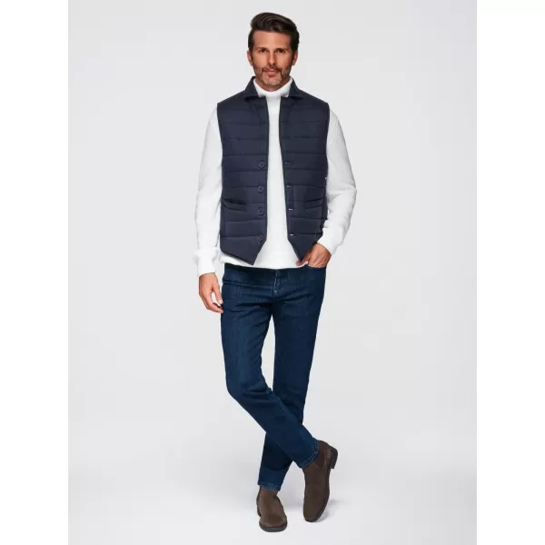  Pánská vesta OMBRE OM-JAVJ-0275 NAVY BLUE MELANGE 