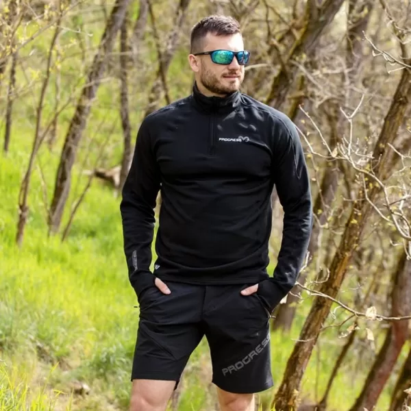  Pánská mikina PROGRESS TOREZ ZIP MERINO ČERNÁ 