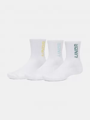 Ponožky UNDER ARMOUR UA 3-MAKER 3PK MID-CREW 1373084-106 BÍLÁ