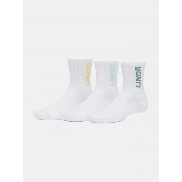  Ponožky UNDER ARMOUR UA 3-MAKER 3PK MID-CREW 1373084-106 BÍLÁ 