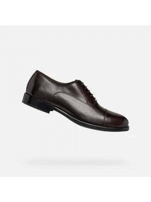 Pánské společenské boty GEOX BARBERIGO G014409 TMAVĚ HNĚDÁ