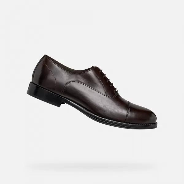  Pánské společenské boty GEOX BARBERIGO G014409 TMAVĚ HNĚDÁ 
