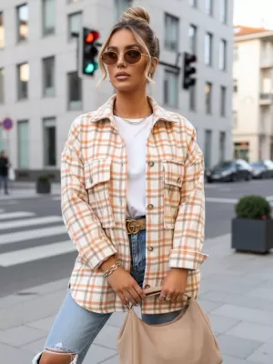 Dámská košile DSTREET ORANŽOVÁ/HNĚDÁ