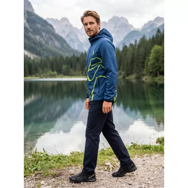  Pánská softshellová bunda premium ALTISPORT VOJ/ALM073JACK01 NÁMOŘNÍ MODRÁ/NEON YELLOW 