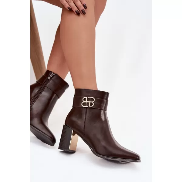  Dámské boty na podpatku BOTO GALINNE 40566 BROWN 