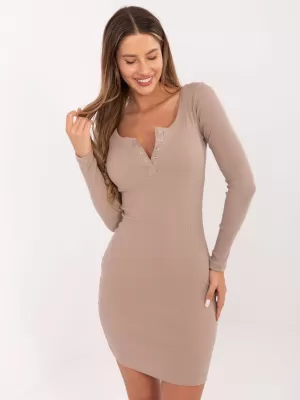 Dámské šaty RUE PARIS RV-SK-5765.44P DARK BEIGE