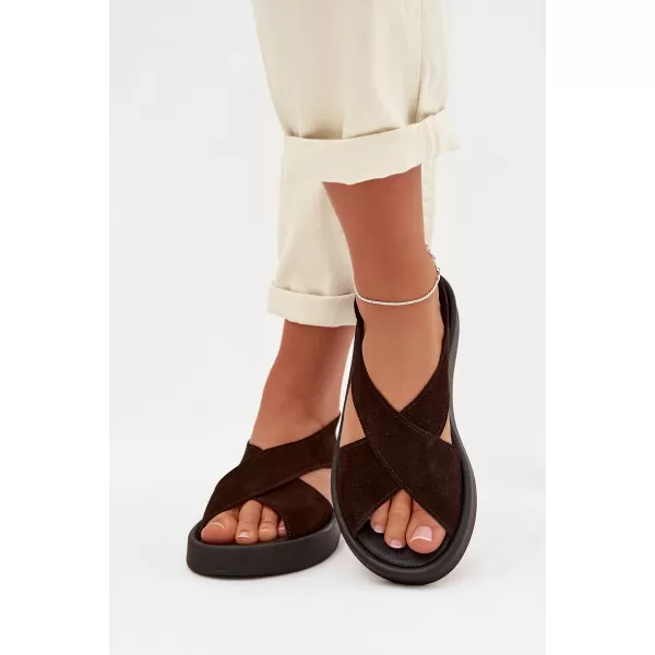  Dámské sandály ZAZOO 3196 DARK BROWN 