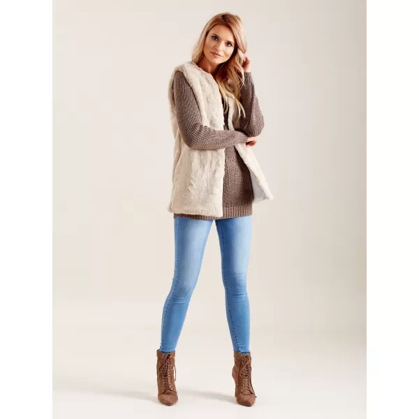  Dámská vesta WOOL FASHION ITALIA AT-KZ-4102-1.20P LIGHT BEIGE 
