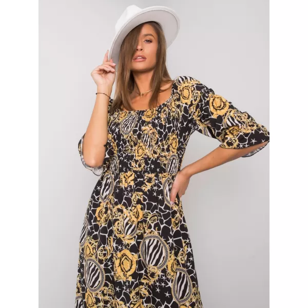  Dámské šaty ITALY MODA DHJ-SK-13965-1.61P BLACK AND YELLOW 