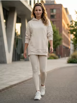 Dámská tepláková souprava s kapucí ASZMI STYLE BÉŽOVÁ
