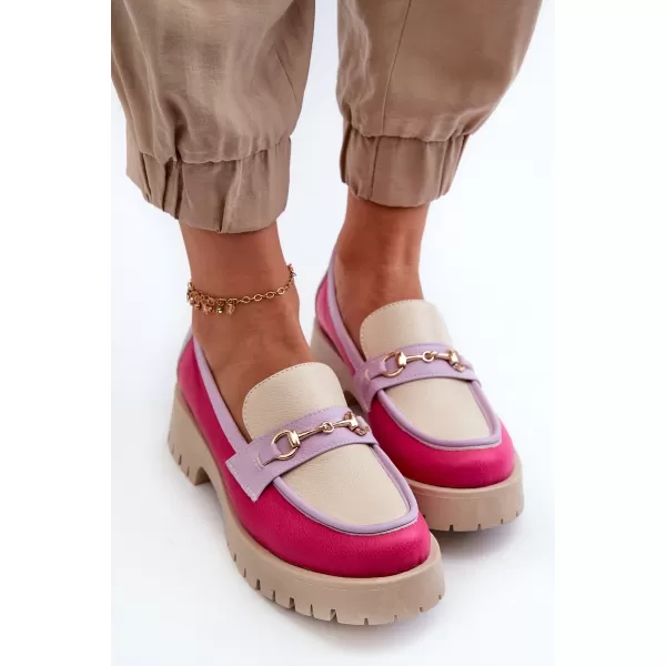  Dámské mokasíny ZAZOO 3475 BEIGE/FUSCHIA/LILA 