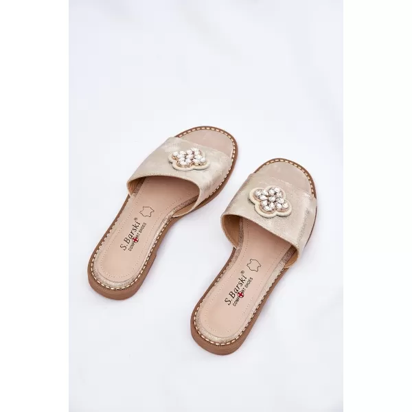  Dámské pantofle S.BARSKI KV51-087 LIGHT GOLD 