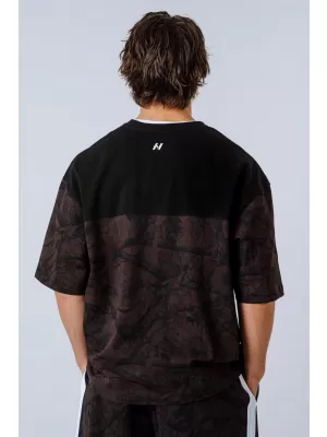NEBBIA Oversized tričko POWER 898 DARK BROWN CAMO