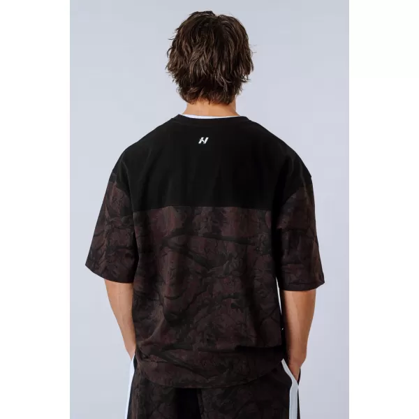  NEBBIA Oversized tričko POWER 898 DARK BROWN CAMO 