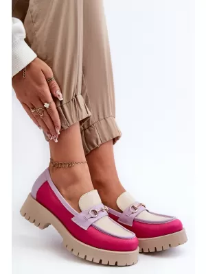 Dámské mokasíny ZAZOO 3475 BEIGE/FUSCHIA/LILA